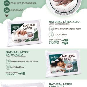 DFL Travesseiro Natural Latex Alto, Extra Alto e King